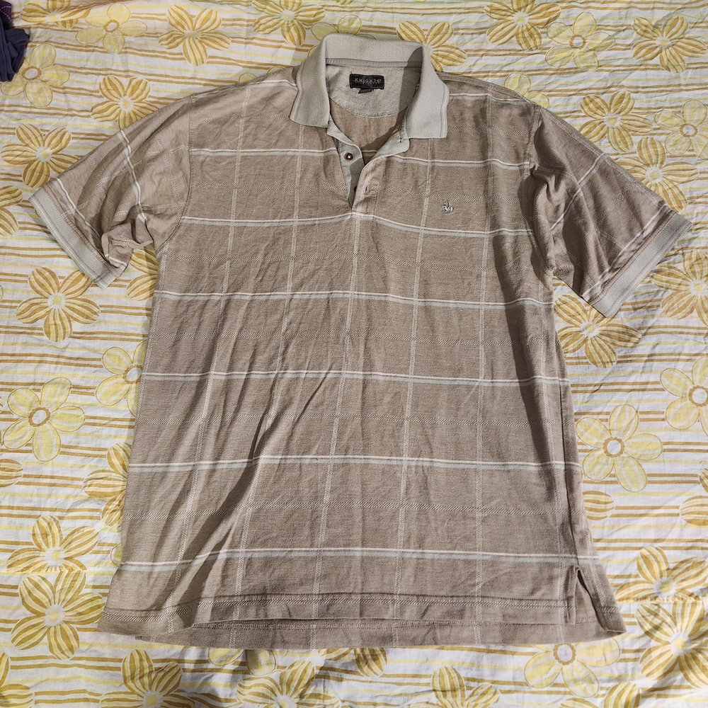 Casual Tan Polo Shirt with White Details